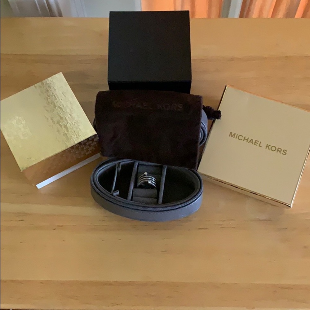 Michael Kors silver crystal spiral ring